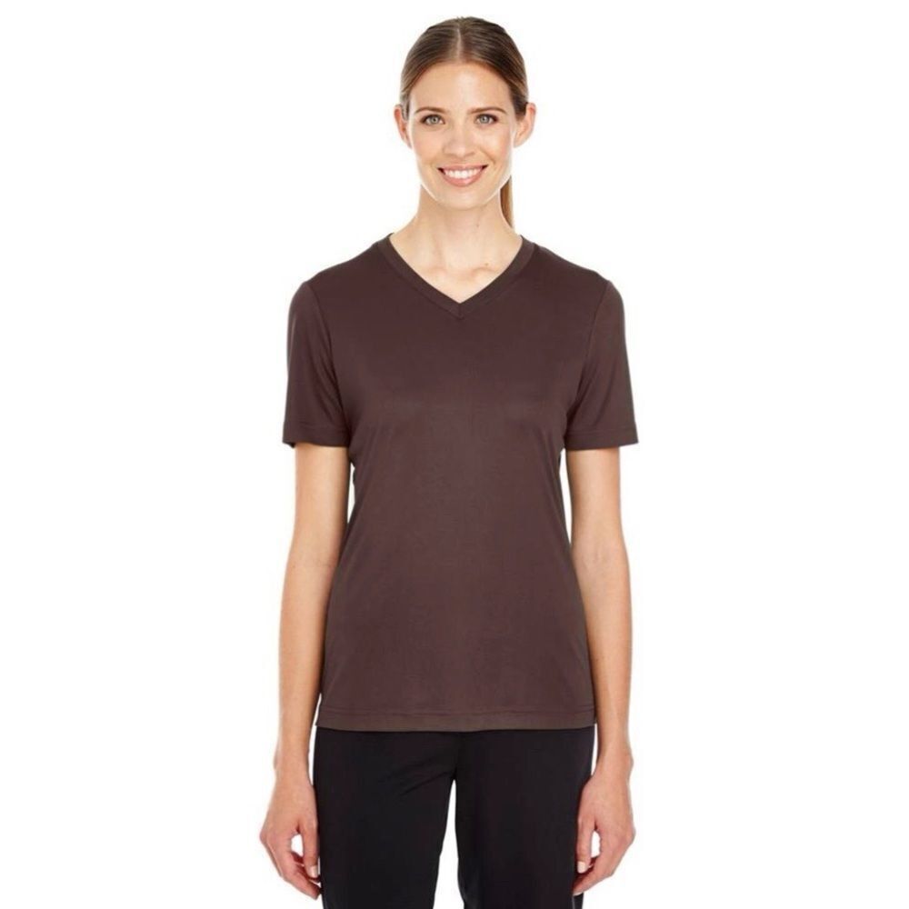 American Apparel Fine Jersey V Neck Ladies Short Sleeve Tee Brown Extra Small